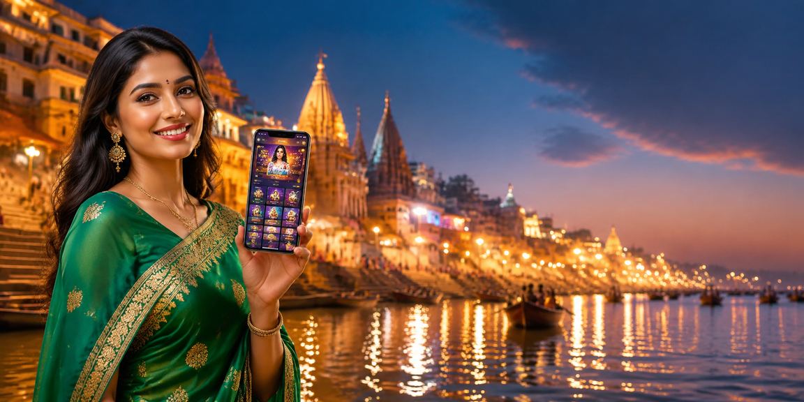 Mobile login user near Varanasi Ghat